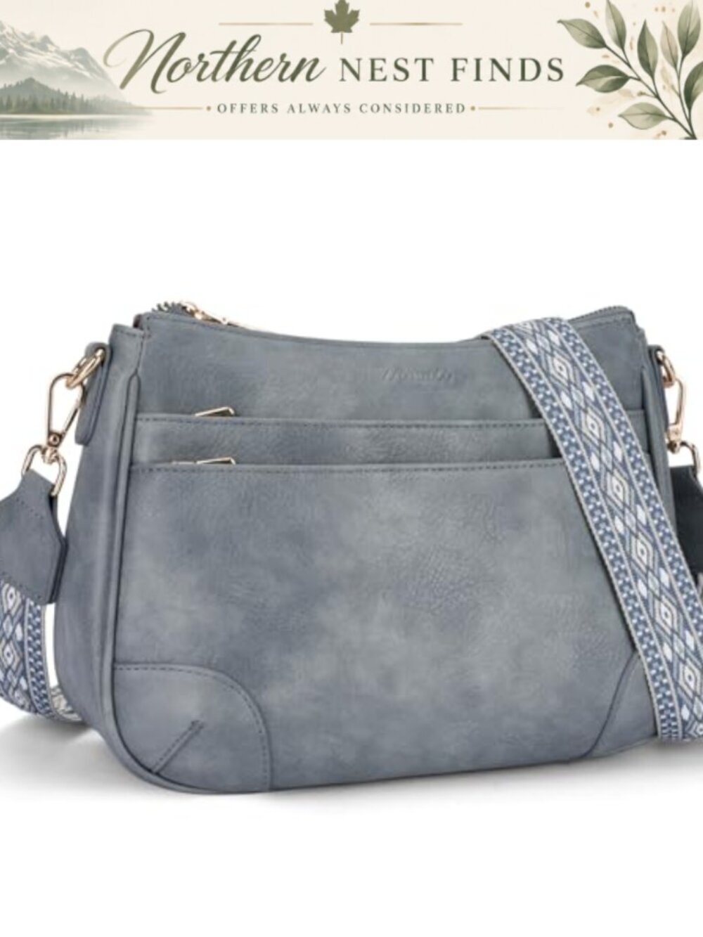 Vegan Leather Crossbody Purse for Women Adjustable Guitar Strap Shoulder Bag